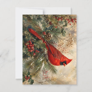 Notas Cartão de Natal de Evergreen com Cardinal Vermelho