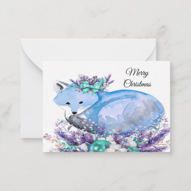 Notas Cartão de Natal De Fox Com Aquarela (Frente)