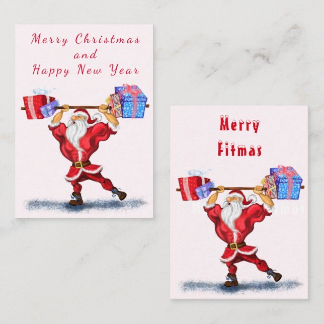 Notas Cartão de Natal do Papai Noel Fitness Divertido (Frente/Verso)