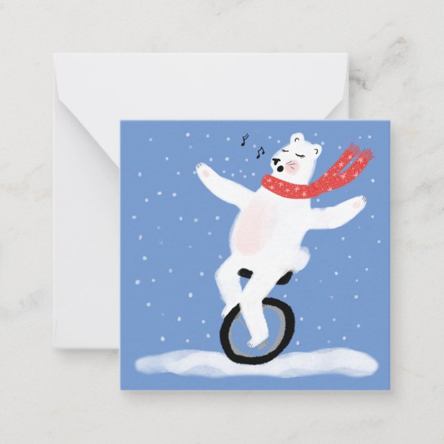 Notas Cartão de Natal do Urso Polar Cantando Personalize (Frente)