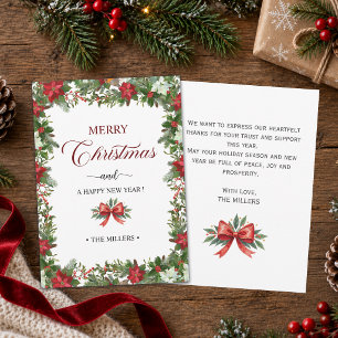Notas Cartão de Natal e Agradecimento Elegante Poinsetti