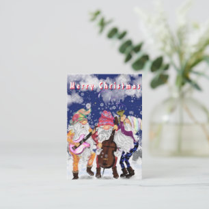 Notas Cartão de Natal Gnomo Feliz Banda de Música