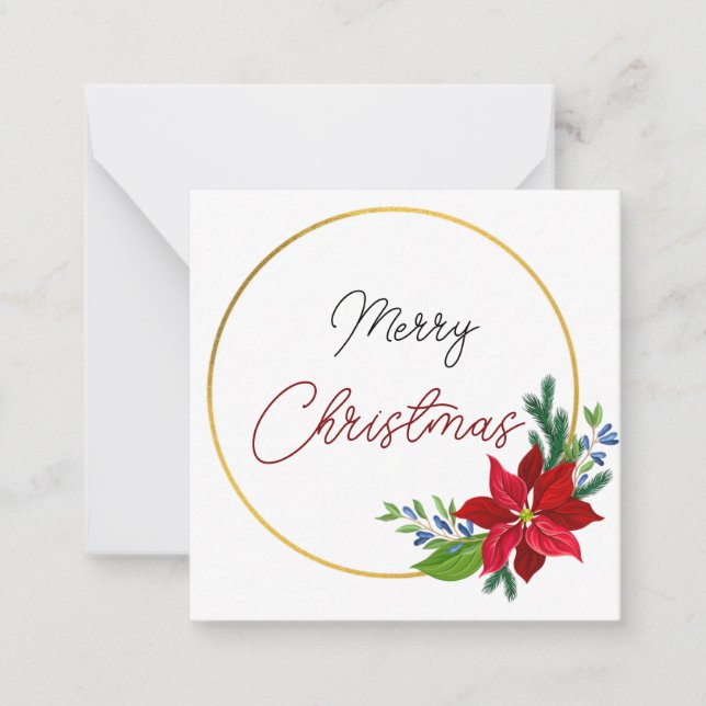 Notas Cartão de Natal luxuoso com flores vermelhas alegr (Frente)