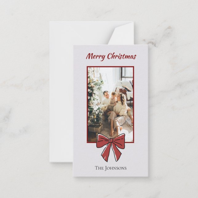 Notas Cartão de Natal Personalizado | Laço Vermelho (Frente)