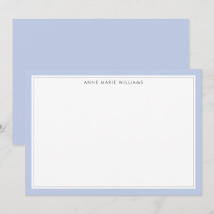 Notas Cartão de Nome Minimalista Azul com Duas Bordas