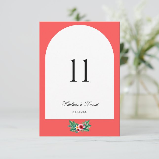 Notas Cartão de número da tabela do tema do casamento fl (Em pé/Frente)