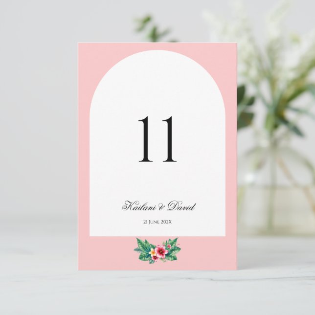 Notas Cartão de número da tabela do tema do casamento fl (Em pé/Frente)