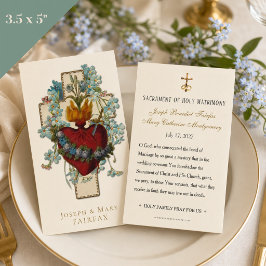Notas Cartão de Oração de Casamento Católico Cruz Elegan