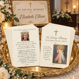 Notas Cartão de Oração Funerária Jesus Misericórdia Divi