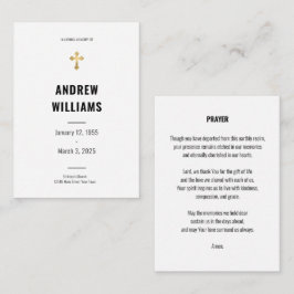 Notas Cartão de oração funerário preto e branco simples