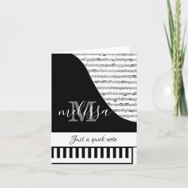 Notas Cartão de Piano Personalizável (Frente)