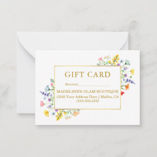 Notas Cartão de Presente de Frame Dourado de Flores Selv