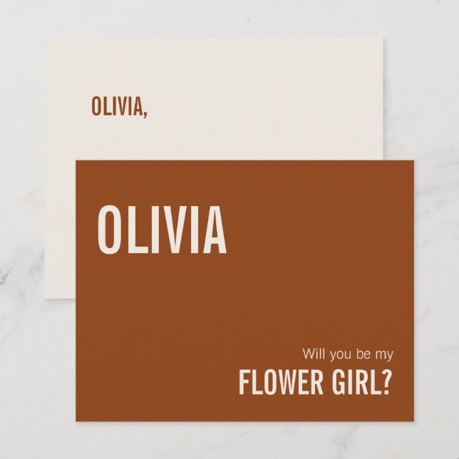 Notas Cartão de Proposta Simples de Menina de Flores de  (Frente/Verso)