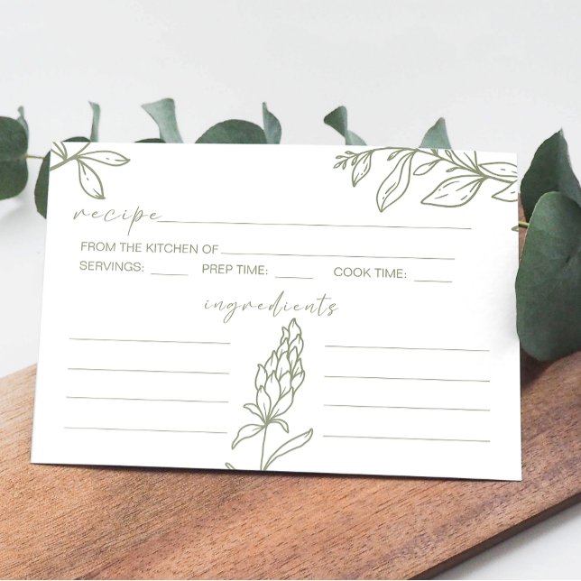 Notas Cartão de Receita de Casamento com Flores de Sage  (Criador carregado)