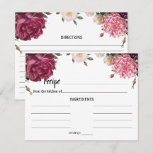 Cartão de Receita de Casamento Elegante em Burgund