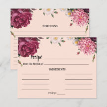 Cartão de Receita de Casamento Elegante em Burgund