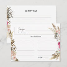 Cartão de Receita de Casamento Floral Boho Pastel 