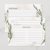 Cartão de Receita de Casamento Floral Verde Dourad