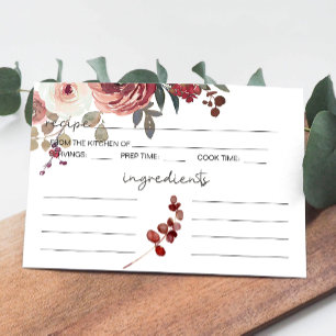 Notas Cartão de Receita de Rosa Floral Red Blush