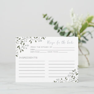 Notas Cartão de Receita Floral Azul para a Noiva