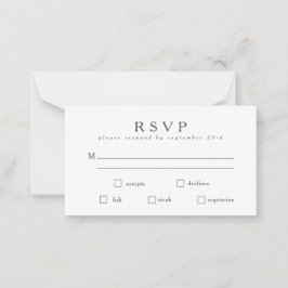 Notas Cartão de Refeição RSVP Branco Branco Clássico Bás
