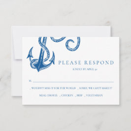 Notas Cartão de Resposta de Âncora Azul Náutico