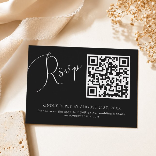 Notas Cartão de Resposta de Casamento com Código QR Pret (Criador carregado)