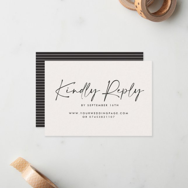 Notas Cartão de Resposta de Casamento com Script Minimal (Frente/Verso In Situ)