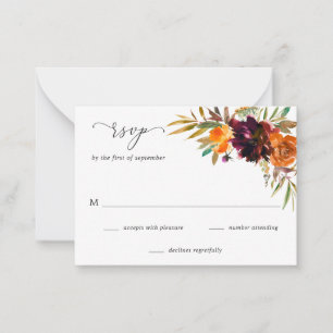 Notas Cartão de Resposta de Casamento Floral de Outono R