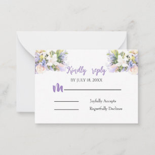 Notas Cartão de Resposta de Casamento Floral Elegante Li