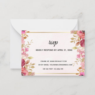 Notas Cartão de RSVP de Casamento Online Floral Blush