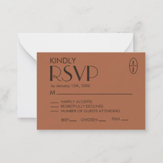 Notas Cartão de RSVP de Terracota Minimalista para Casam