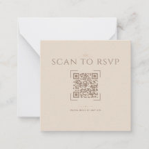 Cartão de RSVP Online com Código QR Moderno Bege C