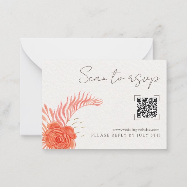 Notas Cartão de RSVP Online de Casamento com Código QR F (Frente)