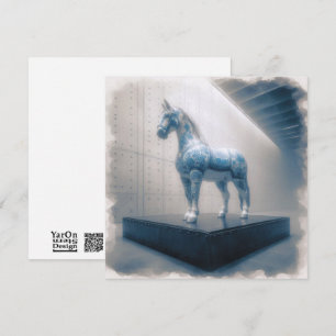 Notas Cartão de Saudação de Cavalo Porcelanês Azul