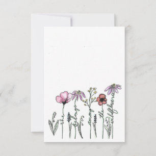 Notas Cartão de saudação do desenho de Boho Wildflower