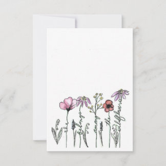 Notas Cartão de saudação do desenho de Boho Wildflower