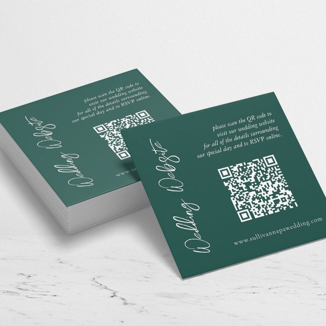 Notas Cartão de Site de Casamento Verde Esmeralda Modern (Criador carregado)