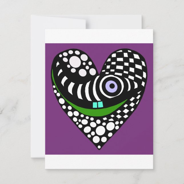 Notas Cartão de valentine de amor roxo abstrato e funky (Frente)