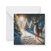 Cartão de Vestido de Ano Novo do Winter Deer com u