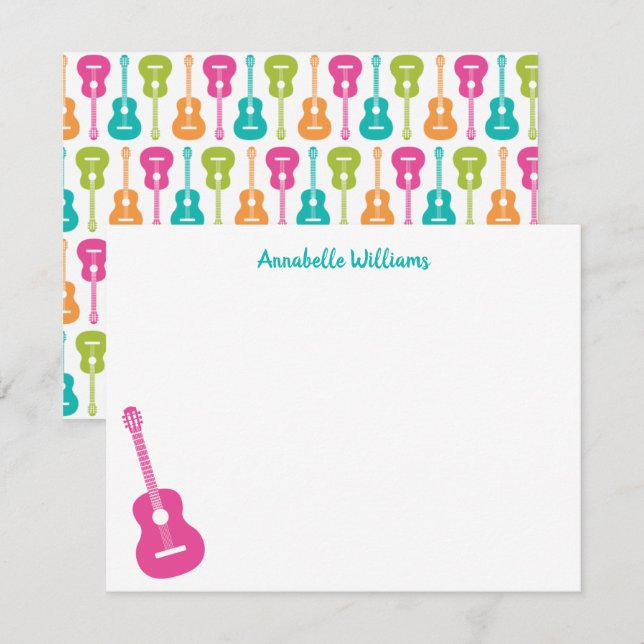 Notas Cartão Musical de Guitarra Colorido (Frente/Verso)