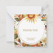 Cartão "Obrigado" Floral de Outono dourado e elega