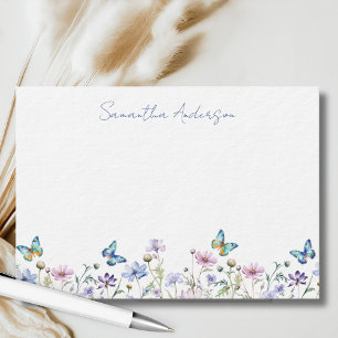 Notas Cartão Personalizado de Borboleta Flor Silvestre