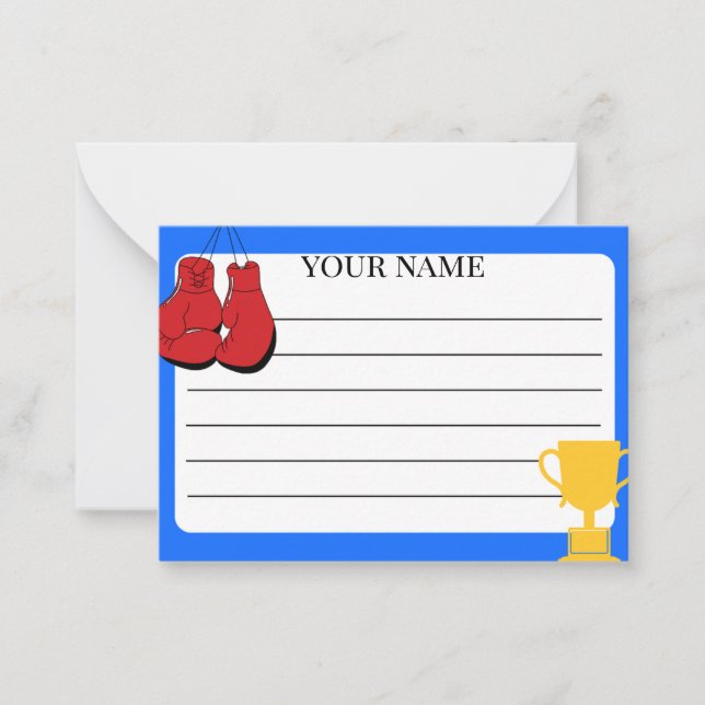 Notas Cartão Personalizado de Boxe Campeão (Frente)