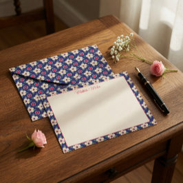 Notas Cartão Personalizado de Nota Floral Vintage