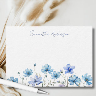 Notas Cartão Personalizado Flor de Campo Azul