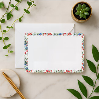 Notas Cartão Plano de Nota com Aquarela de Flor Silvestr