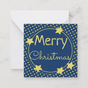 Notas Cartão plano de papel azul de Natal com estrelas