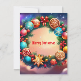 Notas Cartão plano Wreath de Natal