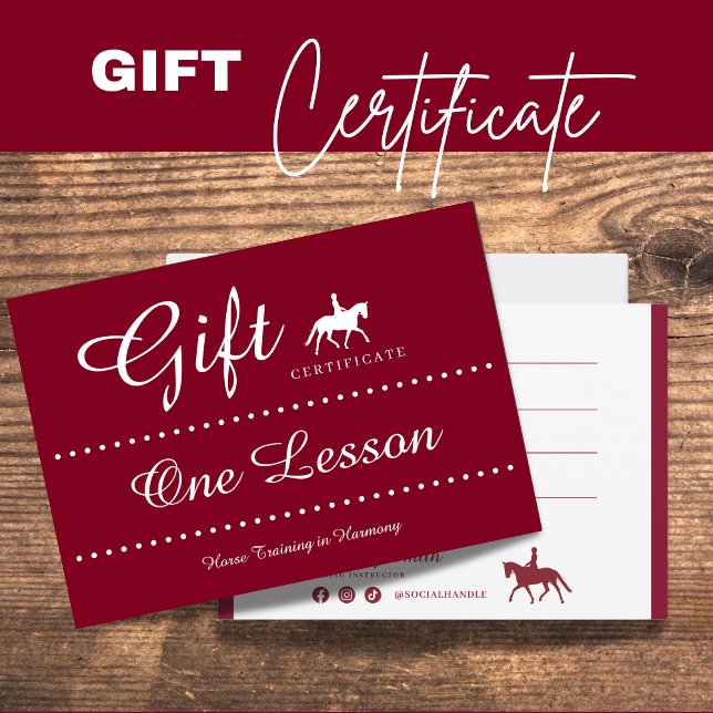 Notas Cartão Presente para Certificado de Presente de Ca (Horse Riding Gift Certificate Gift Card)